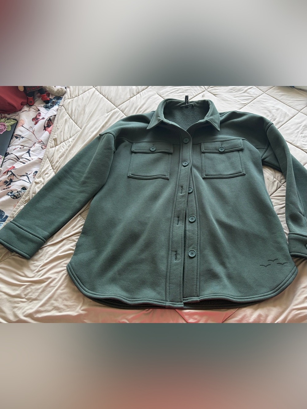 Lazypants Ladies Green Fleece Shacket